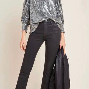 NWT Paige Sloane Jolene Black Cherry Coated High-Rise Flare‎ Jeans Sz 31